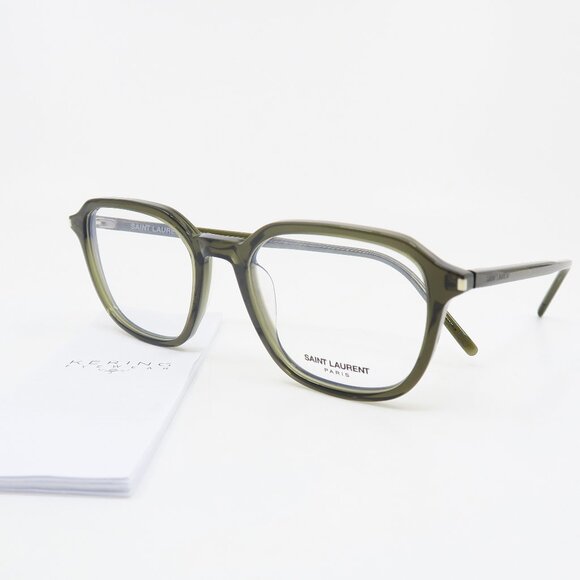 Saint Laurent SL387 004 53mm Brown Olive Transparent Hexagonal New Eyeglasses. - Picture 1 of 8